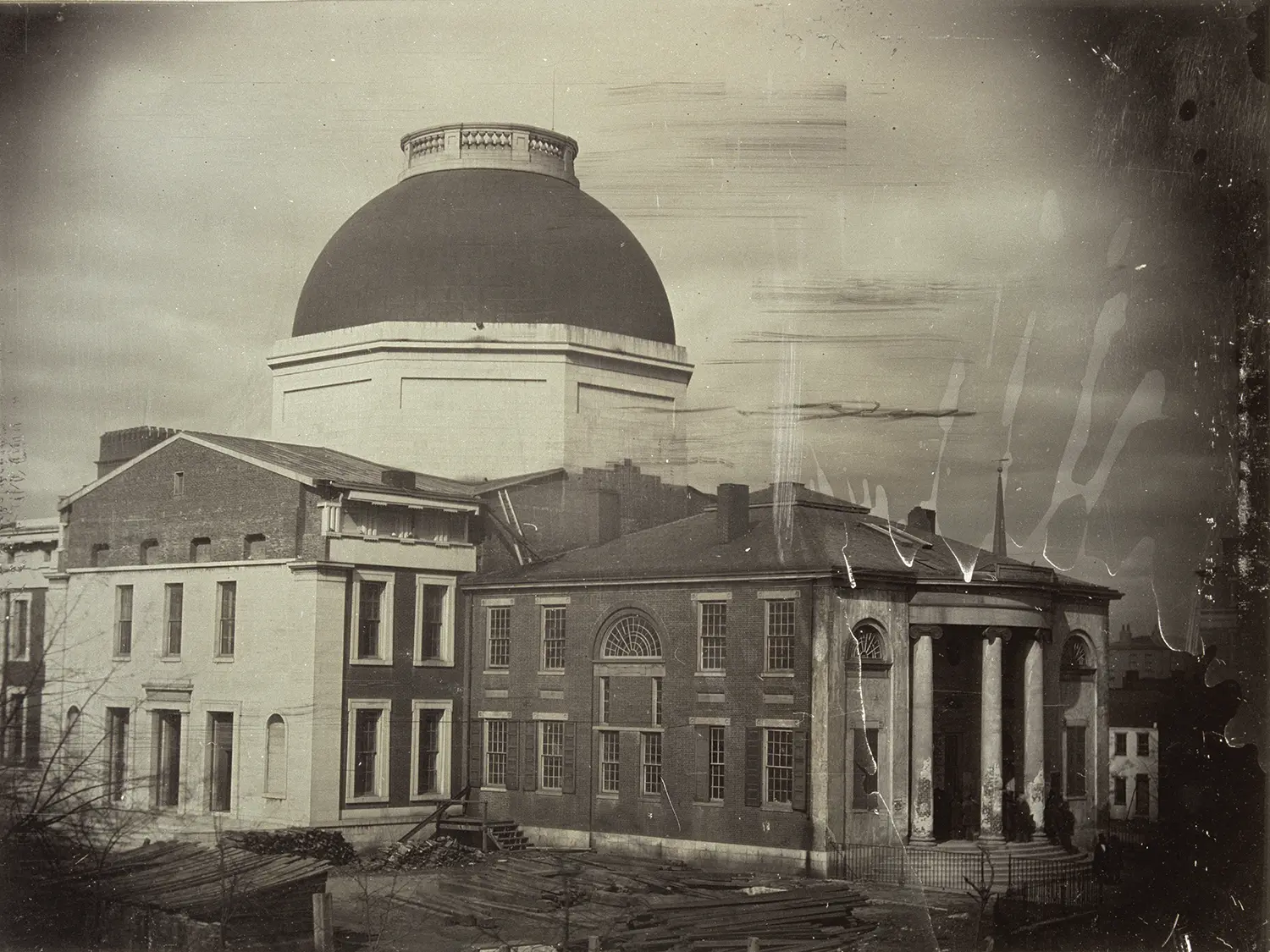 Old St. Louis Courthouse under construction in 1851. 