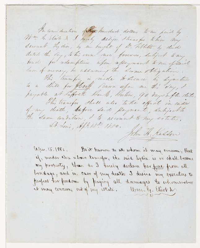 Bond of Indemnity for Lydia