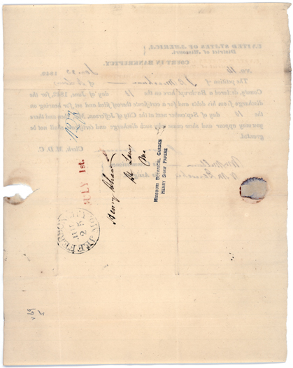 Back: John Berry Meachum declares bankruptcy, dated 10 June 1842