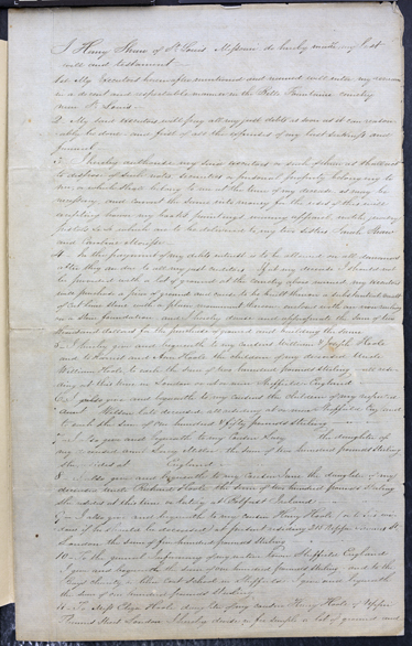 Will and Testament of Henry Shaw [Voided], 1851