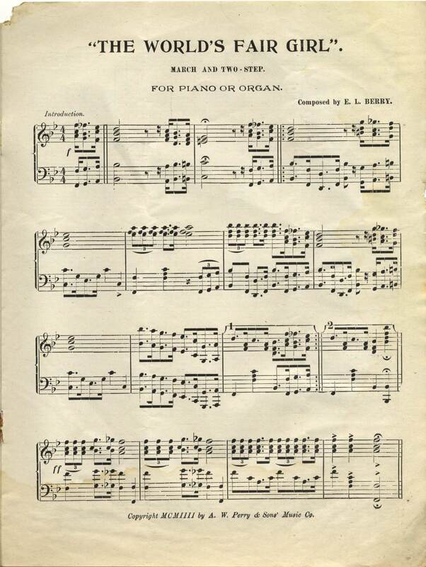 The world's fair girl : march and two-step : for piano or organ / composed by E.L. Berry.