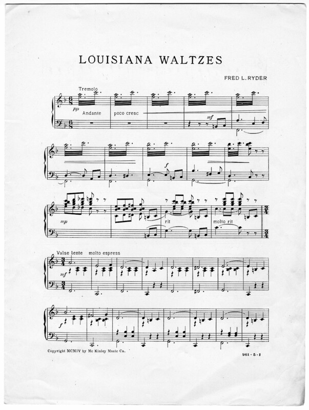 Louisiana waltzes : St. Louis Exposition / composed by Fred L. Ryder.