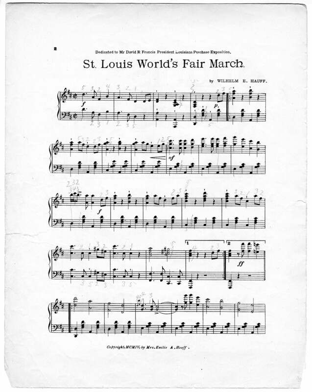 St. Louis World's Fair march / composed by Wilhelm E. Hauff.