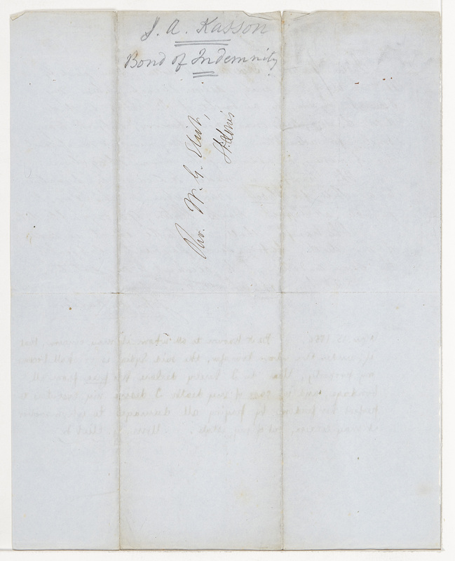 Bond of indemnity for Lydia (verso)