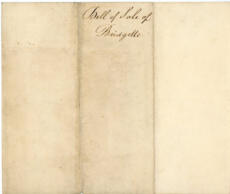 Back: Bill of Sale of Esther to Henry Shaw
