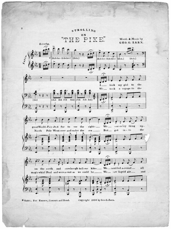 Strolling on the Pike : song / [words & music by Geo. G. Zarn].