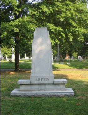 Breed Family headstone at Bellefountaine Cemetery