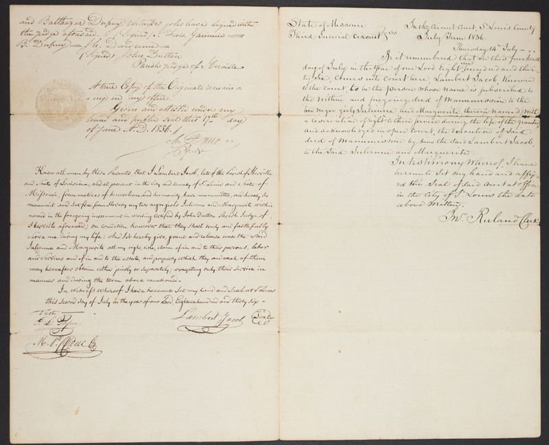 MSS013-VI-Jacob-Lambert-Deed-of-Emancipation-18360714-002-cropped