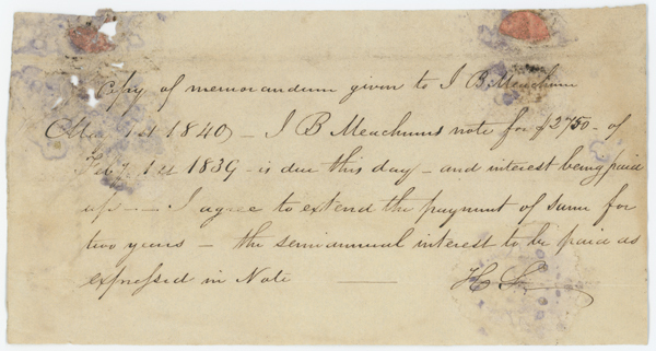 1840-05-01: Loan Agreement Extended for Two Years