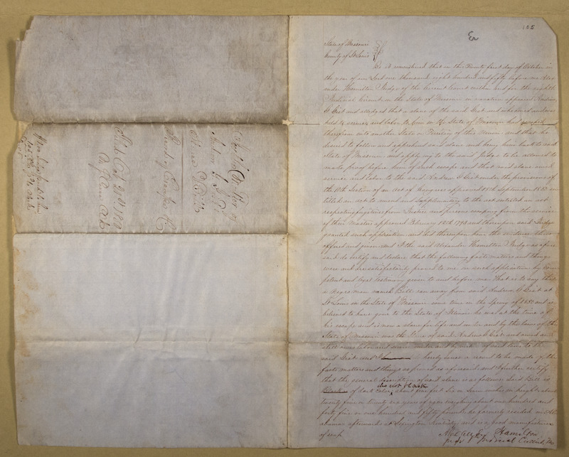 Record of escape - Bill, enslaved man - St. Louis, Missouri - October 21, 1850