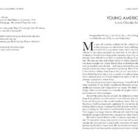 The continuation of the poem "Sunday.” The facing page is a work of prose titled "Young Americans" by Louis Chude-Sokei. 
 