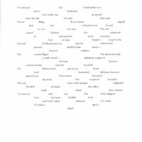 Typed draft of the poem "St. Trigger." The form employs white space between the words to create rhythm across the page.