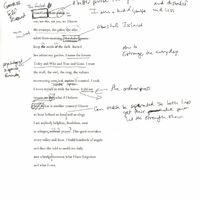 A typed draft of a poem with the title, "To a Hand Below." Handwritten notes include an alternative title, "Gambler's Chant."