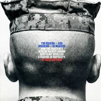  The New York Times magazine cover features a black and white photograph of the back of a marine's head in a desert camouflage hat. 