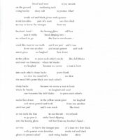 Typed draft of the poem "Viciousness in Ends." The form is a palindrome of tercets with caesuras, or white space between th